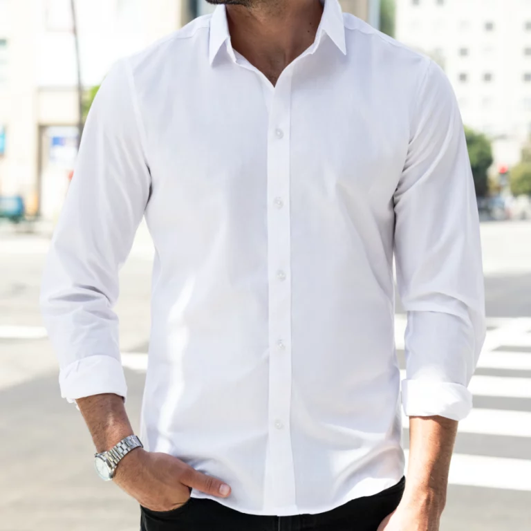 business-casual-shirt-white-closeup-outdoor-photoshoot