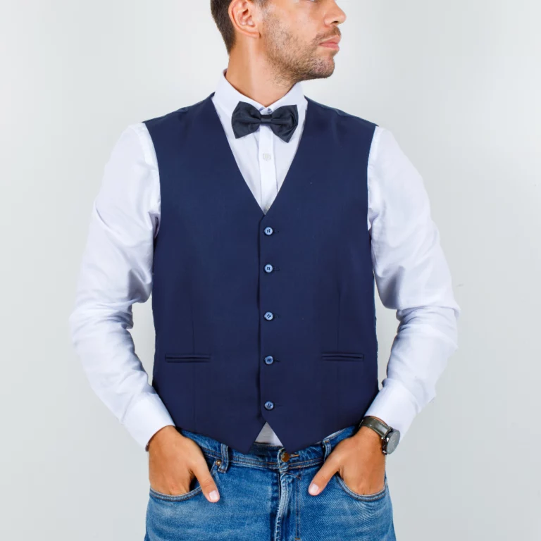 waiter-shirt-vest-jeans-looking-away-with-hands-pockets-looking-cute-front-view — копия